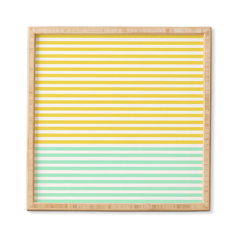 Allyson Johnson Mint And Chartreuse Stripes Framed Wall Art