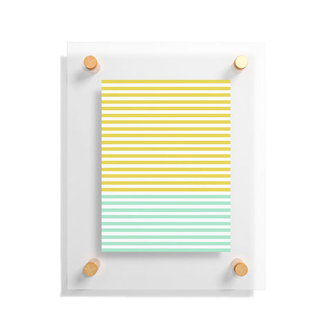 Allyson Johnson Mint And Chartreuse Stripes Floating Acrylic Print