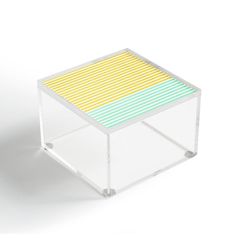 Allyson Johnson Mint And Chartreuse Stripes Acrylic Box