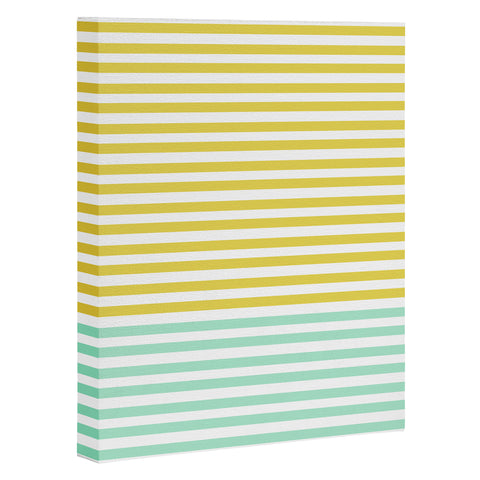 Allyson Johnson Mint And Chartreuse Stripes Art Canvas