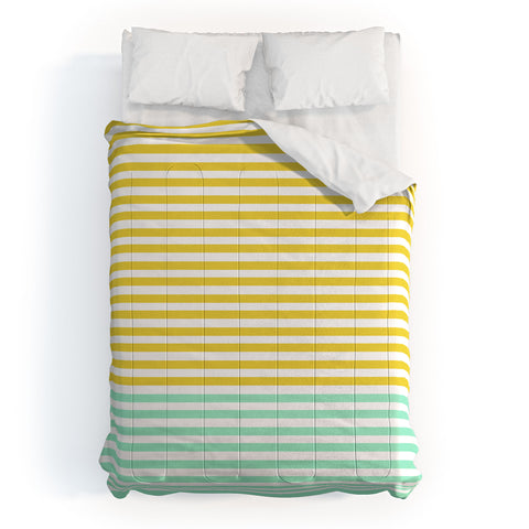 Allyson Johnson Mint And Chartreuse Stripes Comforter