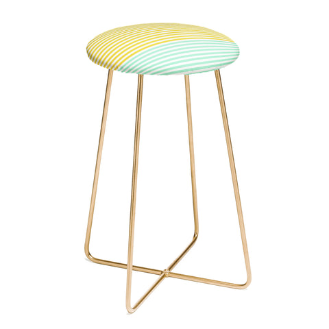 Allyson Johnson Mint And Chartreuse Stripes Counter Stool