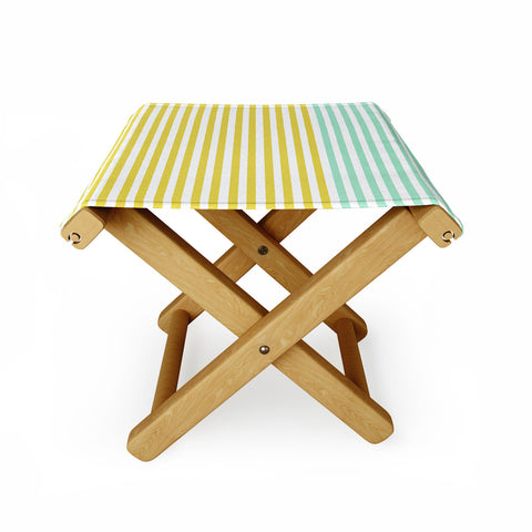 Allyson Johnson Mint And Chartreuse Stripes Folding Stool