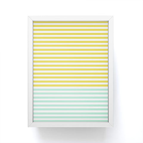 Allyson Johnson Mint And Chartreuse Stripes Framed Mini Art Print