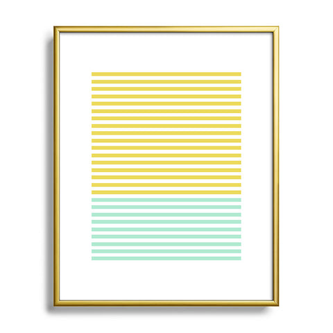 Allyson Johnson Mint And Chartreuse Stripes Metal Framed Art Print