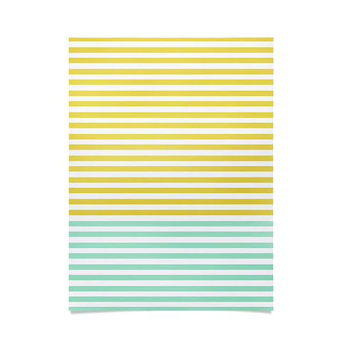 Allyson Johnson Mint And Chartreuse Stripes Poster