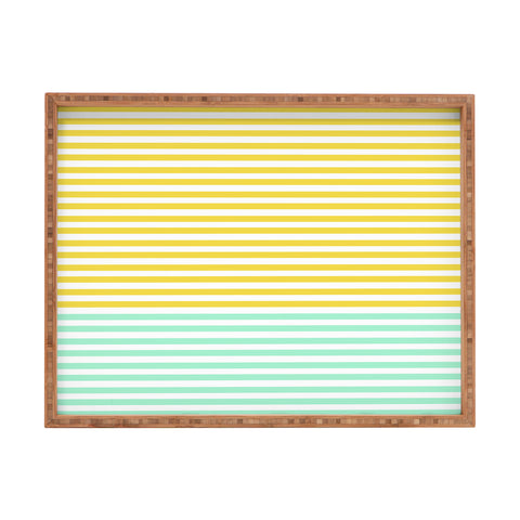 Allyson Johnson Mint And Chartreuse Stripes Rectangular Tray