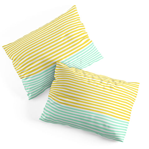 Allyson Johnson Mint And Chartreuse Stripes Pillow Shams