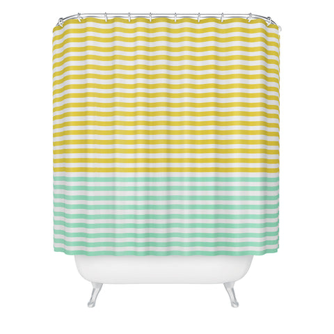 Allyson Johnson Mint And Chartreuse Stripes Shower Curtain
