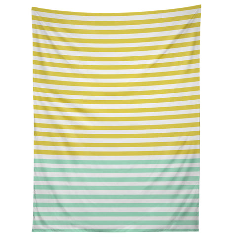 Allyson Johnson Mint And Chartreuse Stripes Tapestry