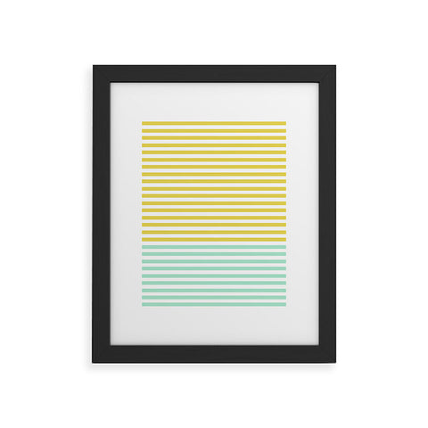 Allyson Johnson Mint And Chartreuse Stripes Framed Art Print