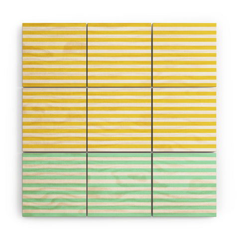 Allyson Johnson Mint And Chartreuse Stripes Wood Wall Mural