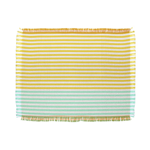 Allyson Johnson Mint And Chartreuse Stripes Throw Blanket