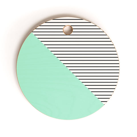 Allyson Johnson Mint and stripes Cutting Board Round