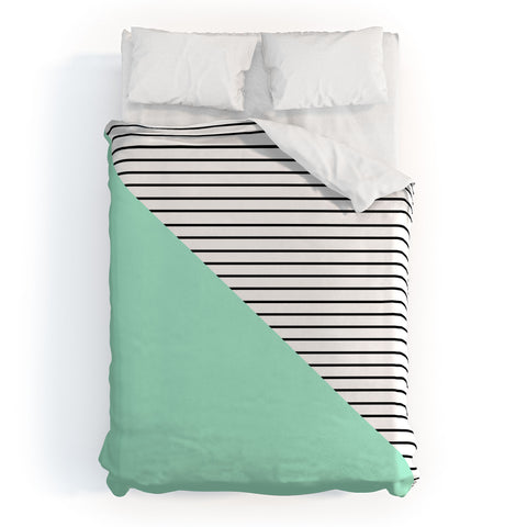 Allyson Johnson Mint and stripes Duvet Cover