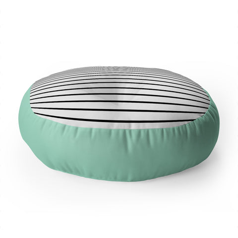 Allyson Johnson Mint and stripes Floor Pillow Round