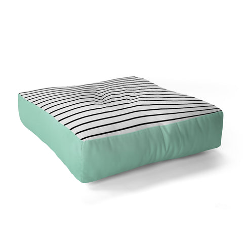 Allyson Johnson Mint and stripes Floor Pillow Square