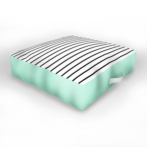 Allyson Johnson Mint and stripes Outdoor Floor Cushion