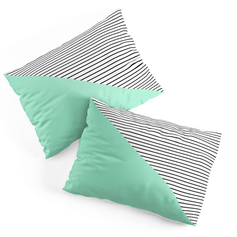 Allyson Johnson Mint and stripes Pillow Shams