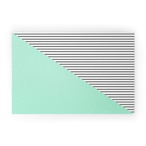 Allyson Johnson Mint and stripes Welcome Mat