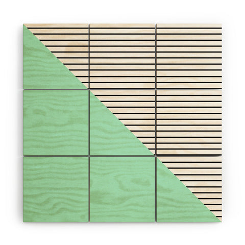 Allyson Johnson Mint and stripes Wood Wall Mural