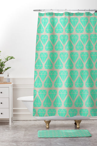 Allyson Johnson Mint Diamonds Shower Curtain And Mat
