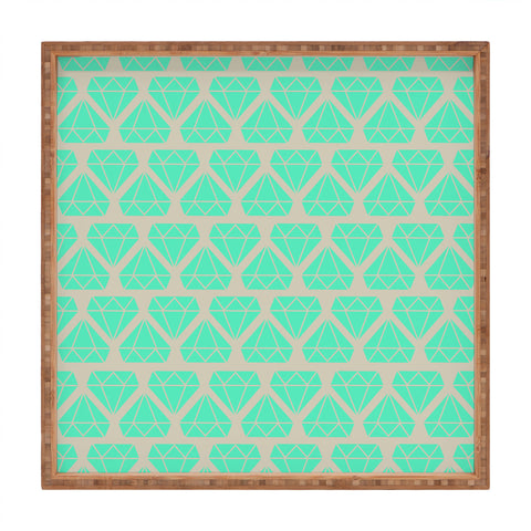 Allyson Johnson Mint Diamonds Square Tray