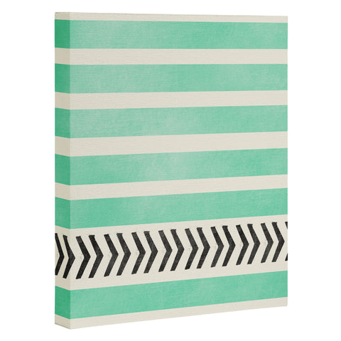 Allyson Johnson Mint Stripes And Arrows Art Canvas