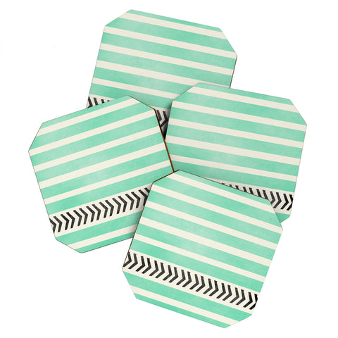 Allyson Johnson Mint Stripes And Arrows Coaster Set