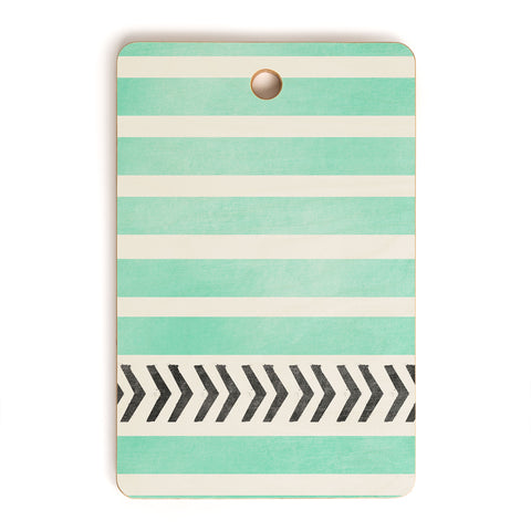 Allyson Johnson Mint Stripes And Arrows Cutting Board Rectangle