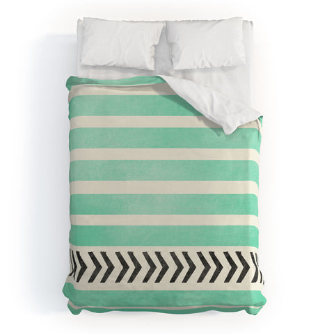 Allyson Johnson Mint Stripes And Arrows Duvet Cover