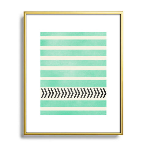 Allyson Johnson Mint Stripes And Arrows Metal Framed Art Print