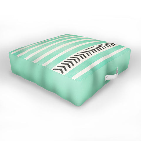Allyson Johnson Mint Stripes And Arrows Outdoor Floor Cushion