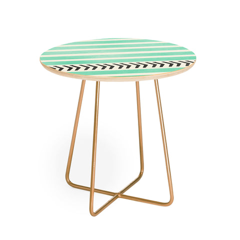 Allyson Johnson Mint Stripes And Arrows Round Side Table