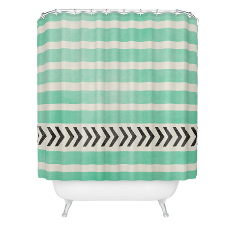 Allyson Johnson Mint Stripes And Arrows Shower Curtain