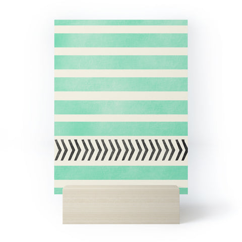 Allyson Johnson Mint Stripes And Arrows Mini Art Print