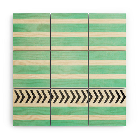 Allyson Johnson Mint Stripes And Arrows Wood Wall Mural