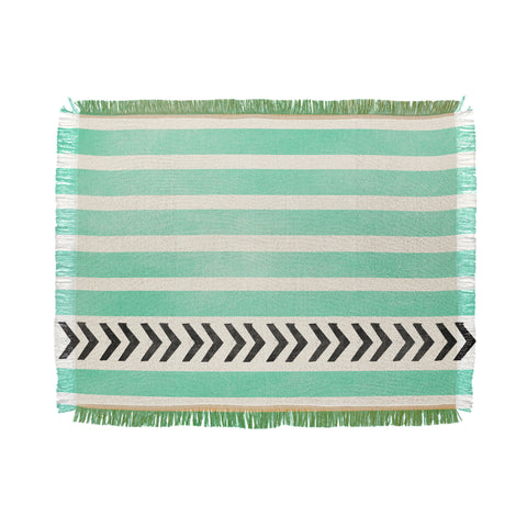 Allyson Johnson Mint Stripes And Arrows Throw Blanket
