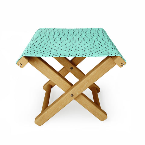 Allyson Johnson Minty Blue Polka Dots Folding Stool