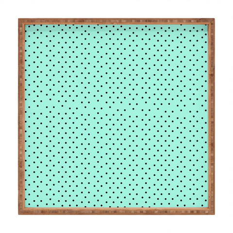 Allyson Johnson Minty Blue Polka Dots Square Tray