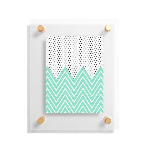 Allyson Johnson Minty Chevron And Dots Floating Acrylic Print