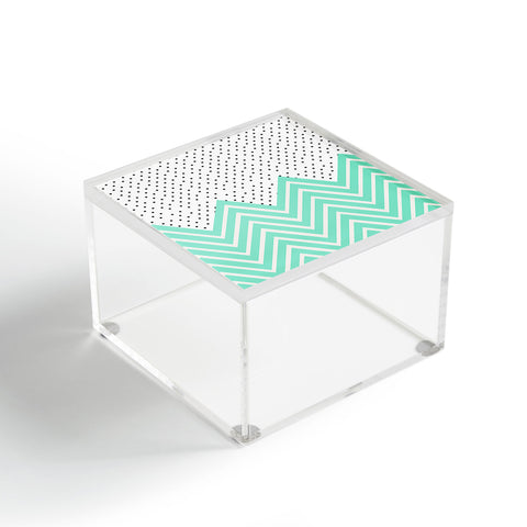 Allyson Johnson Minty Chevron And Dots Acrylic Box