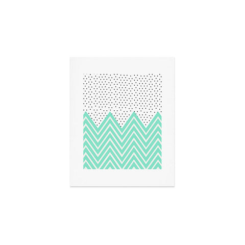 Allyson Johnson Minty Chevron And Dots Art Print