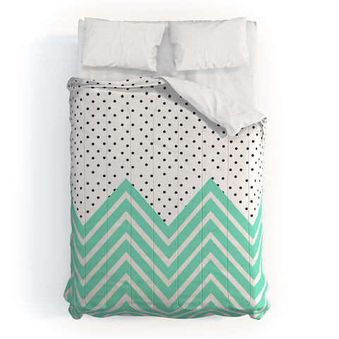 Allyson Johnson Minty Chevron And Dots Comforter