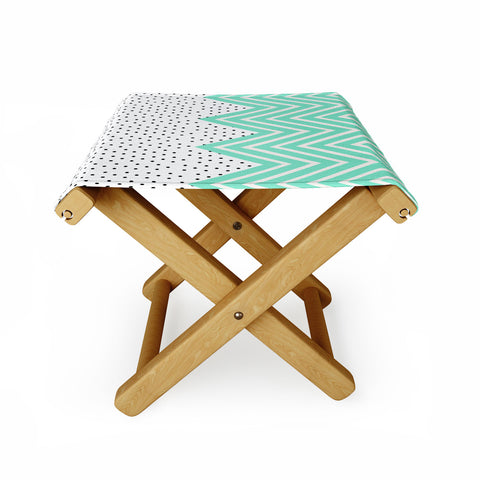 Allyson Johnson Minty Chevron And Dots Folding Stool