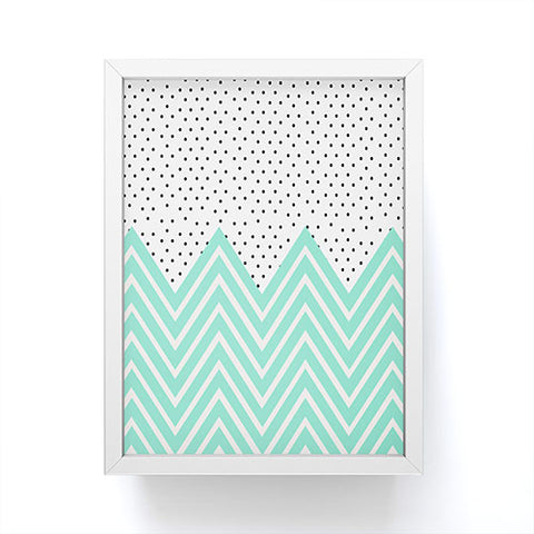 Allyson Johnson Minty Chevron And Dots Framed Mini Art Print