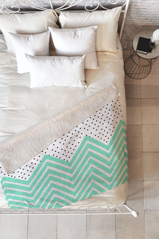 Allyson Johnson Minty Chevron And Dots Fleece Throw Blanket