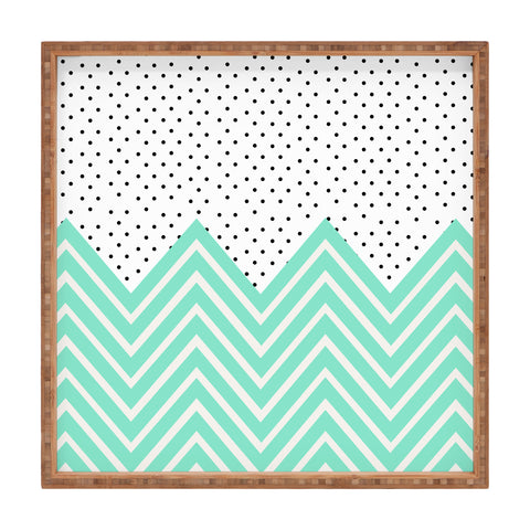 Allyson Johnson Minty Chevron And Dots Square Tray