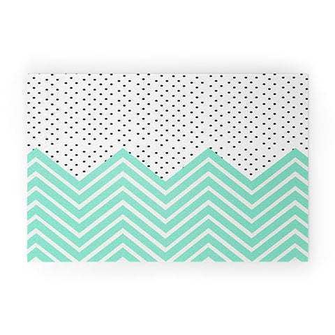 Allyson Johnson Minty Chevron And Dots Welcome Mat