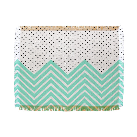 Allyson Johnson Minty Chevron And Dots Throw Blanket